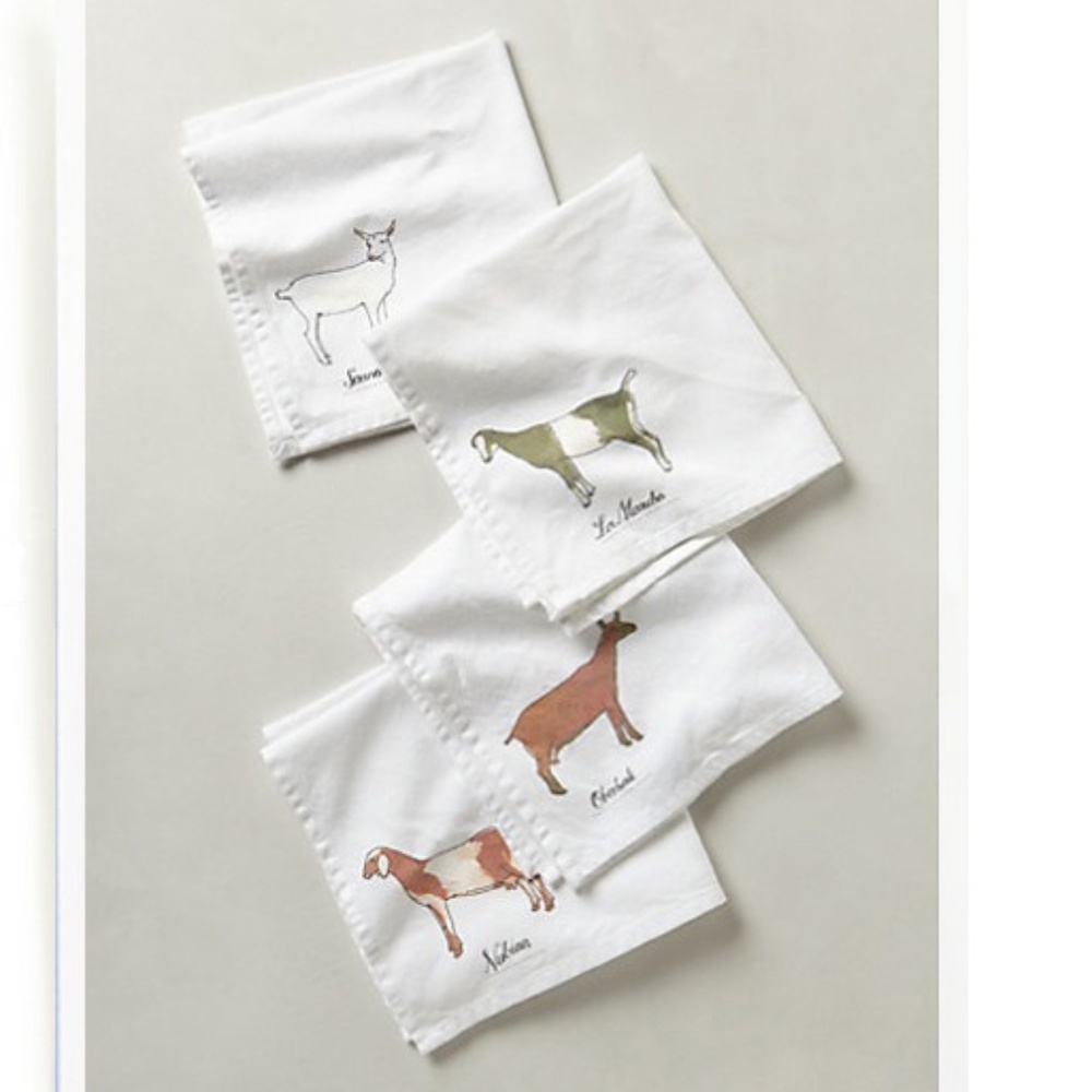 Anthropologie Goat Breed Cotton Napkins - Set of 4